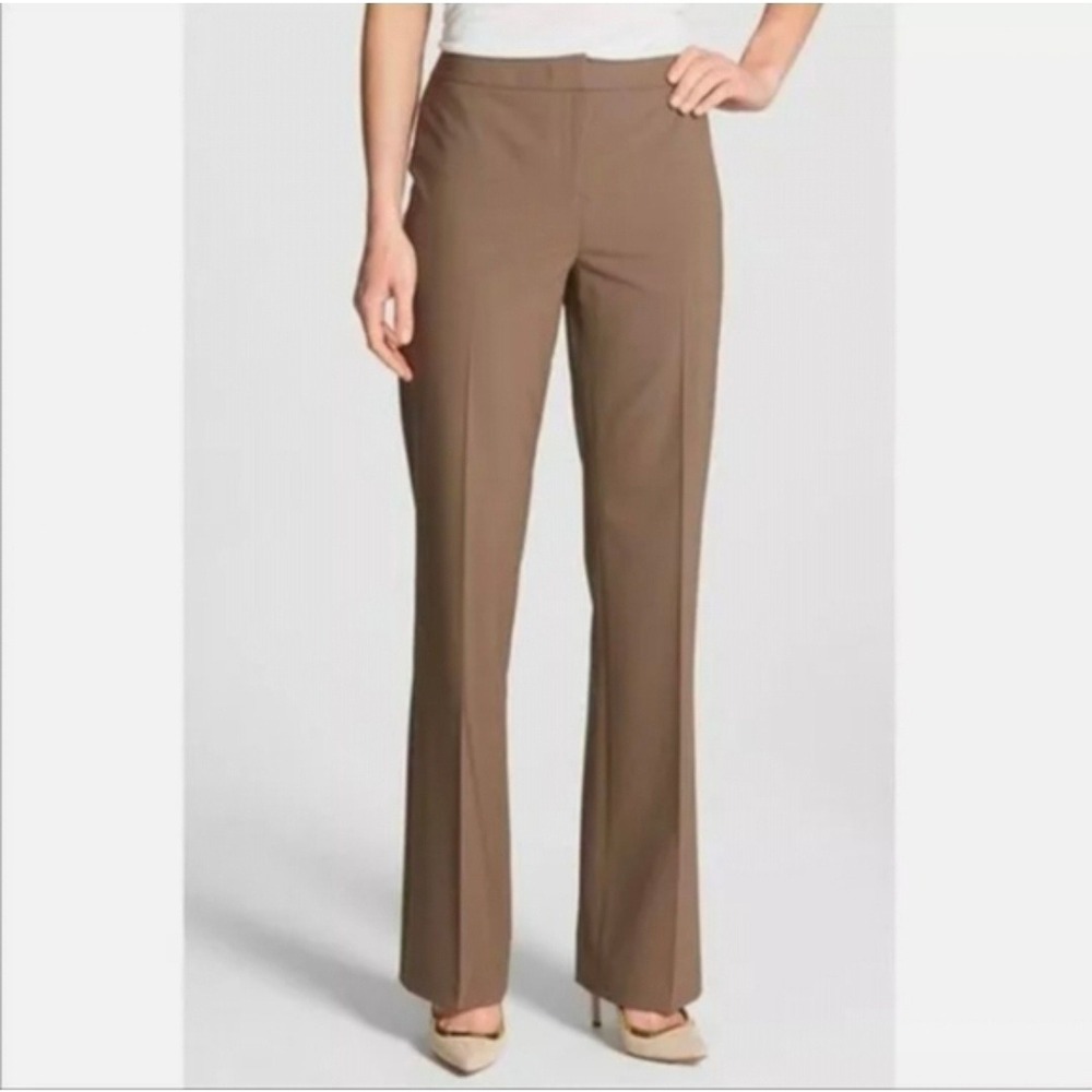 Lafayette 148 Dress Pants Womens 8 Brown Virgin Wool Menswear Straight